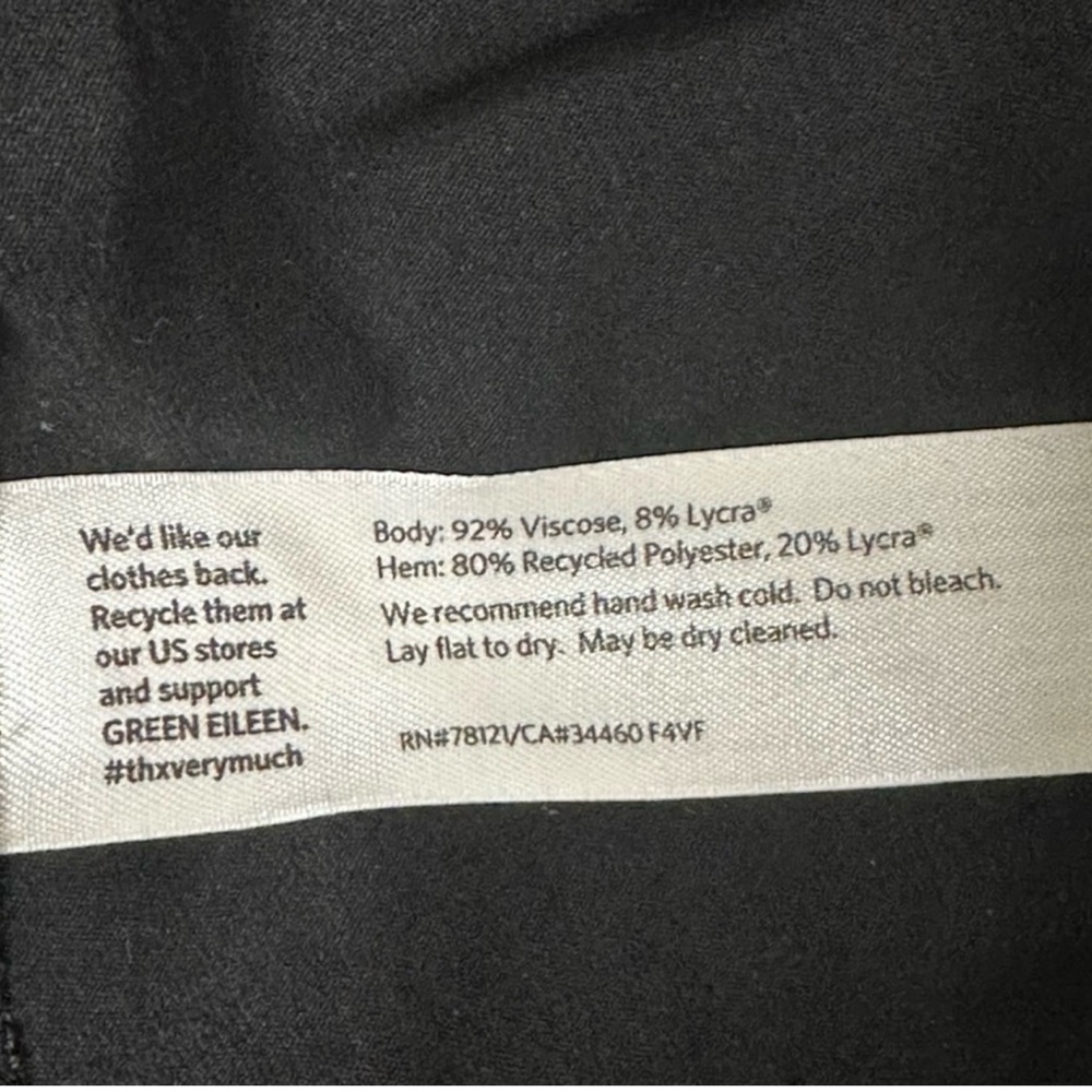 Eileen Fisher Black Sleeveless Viscose Lycra Blend Midi Dress Size Large Petite - Picture 6 of 6